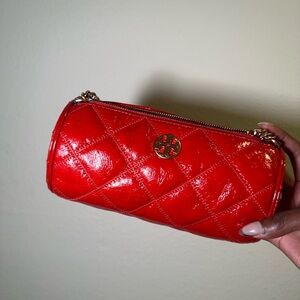Tory Burch Red Quilted Crossbody Leather Bag